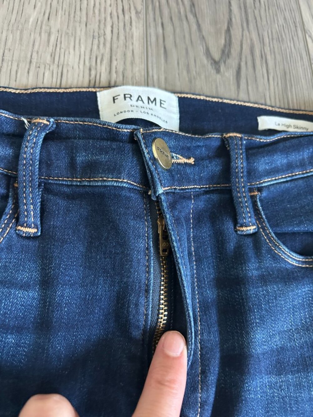 FRAME Le High Skinny Jeans Womens 27 Dark Wash Stretch Denim Made USA 28 Inseam - Picture 4 of 15